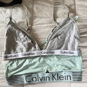 Calvin Klein Grey & Mint Layered Bralette